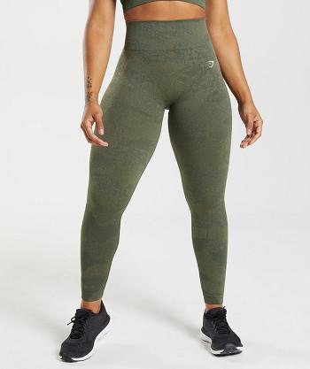 Gymshark Adapt Camo Seamless Ženske Tajice Maslinasto Zelene Maslinasto Zelene | HR 4029SGL